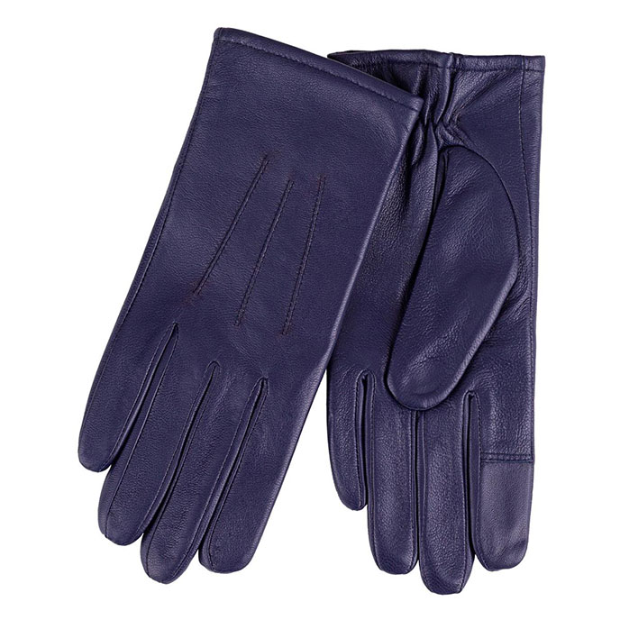 Isotoner Ladies Three Point Leather Glove Navy Extra Image 1
